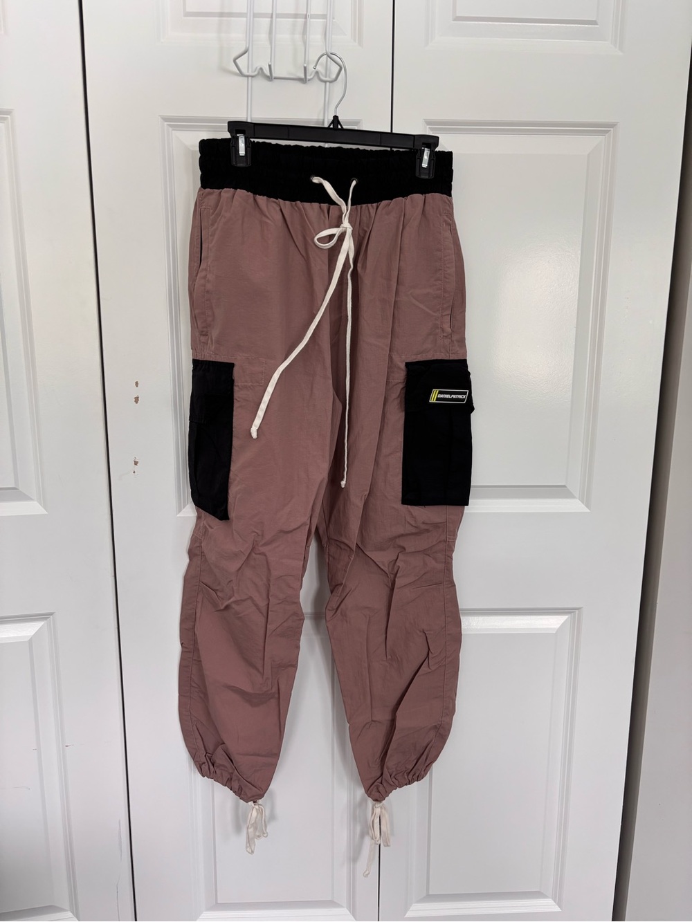Men's Dusty Rose Cargo Pants with Black Accents